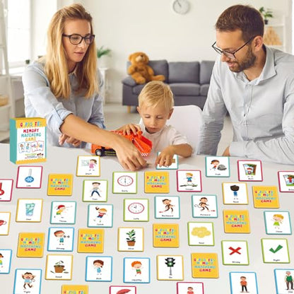 gisgfim 100 PCS Opposites Memory Matching Game Sight Words Concentration Memory Card Educational Game for Kids Preschool Learning Educational Ages 3-8 A Fun & Fast Gift Activities Matching Games - style: Opposites
