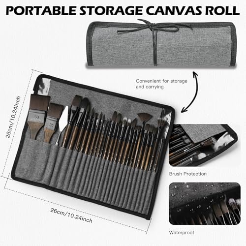 Fuumuui 26pcs Professional Paint Brush Set - High-Grade Series Synthetic Nylon Paint Brushes for Landscape, Acrylic, Oil, Watercolor, Gouache - Multi-Functional Universal Free Style for Art Supplies - color: Bronze