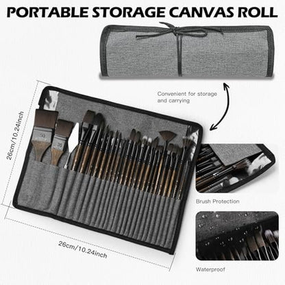 Fuumuui 26pcs Professional Paint Brush Set - High-Grade Series Synthetic Nylon Paint Brushes for Landscape, Acrylic, Oil, Watercolor, Gouache - Multi-Functional Universal Free Style for Art Supplies - color: Bronze