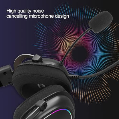 Redragon H510 AK RGB Wired Gaming Headset - 7.1 Surround Sound - 53MM Audio Drivers in Memory Foam Ear Pads w/Replaceable Shell- Multi Platforms Headphone - USB Powered for PC/PS4/NS - color: Black