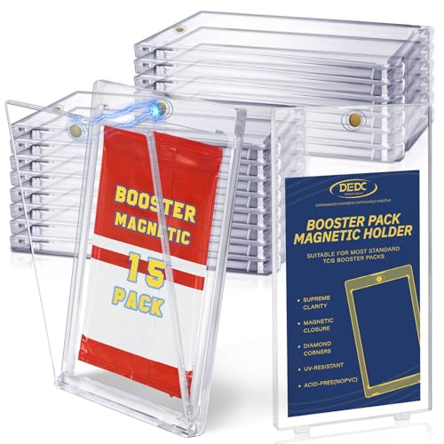 DEDC Booster Pack Protector Card Holder UV Magnetic Case MTG Display Holder Clear Cases Fit for Standard Cards Storage Protect Collectible Sports Gaming Cards (Pro-Collector Bundle(15pcs))