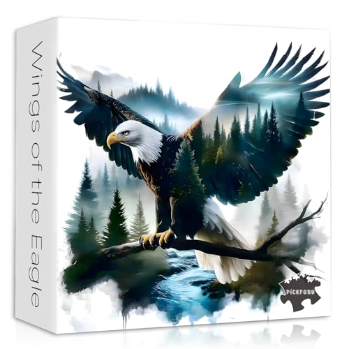 Bald Eagle Puzzles for Adults 1000 Pieces, Fantasy Landscape Animal Bird Puzzle, Nature Forest Plant Scenic Impossible Jigsaw Puzzle - style: Bald Eagle Puzzles