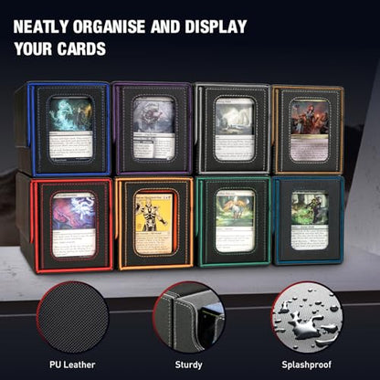 TiMOVO MTG Deck Box, Magnetic Trading Card Storage Case, Black+Gray | Holds 400+ Sleeveless Cards, 4 Dividers & Dice Tray, 2 Detachable Commander Card Deck Boxes, For Magic Game Cards - color: Black & Gray