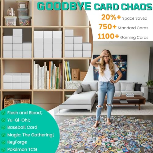 Card Box for Trading Cards,14 Inch Laminated Card Storage Box with Dividers | Card Dividers, 14 Inch, 3 Count, For Standard Card, Efficient Organization, Stackable - size: 3-Pack with divider