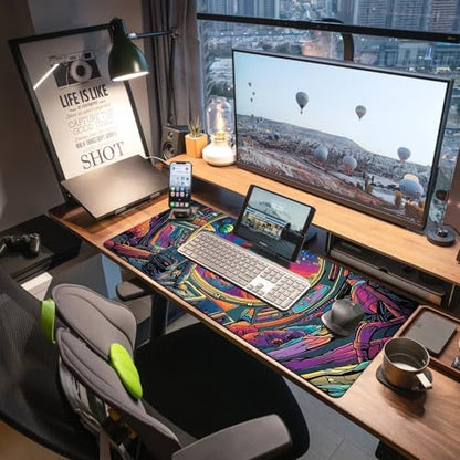 Extended Gaming Mouse Pad, Large Mouse Mat 3 mm Nature Rubber Base Mousepad with Stitched Edges, Non-Slip Desk Mat for Office Home Great Gift 31.5x11.8 Inch (Astronaut 3) - color: Astronaut 3