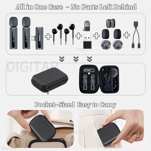 Wireless Lavalier Microphone for PC/iPhone/Android/iPad, Clip-on Mics for Audio Video Recording, Bluetooth USB Lavalier Lapel Microphones for YouTube TikTok Vlogging Singing Content Creator