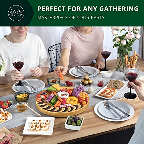 ROYAL CRAFT WOOD Bamboo Cheese Large Round Board and Knife Set with Charcuterie Board & Serving Tray Non - Expandable - style: 2-3 Guests