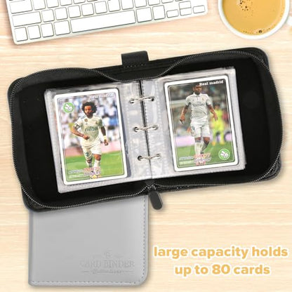 Trading Card Binder, Card Collection Binder Album Folder with 80 Side Loading Pockets, 1 Pocket Trading Card Album Folder for TGC,MTG, Baseball Cards, Yugioh - color: Z-silvery