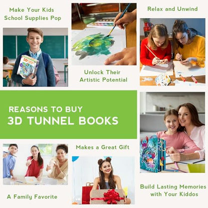 EyeConnect Crafts Pond 3D Tunnel Book – Hands-on Stationery Craft Kit | Build, paint, create a unique pop-in book with 12 posable animals! Screen-free STEAM activity, gift. No tools/glue needed, 8+ - color: Pond, size: Delux