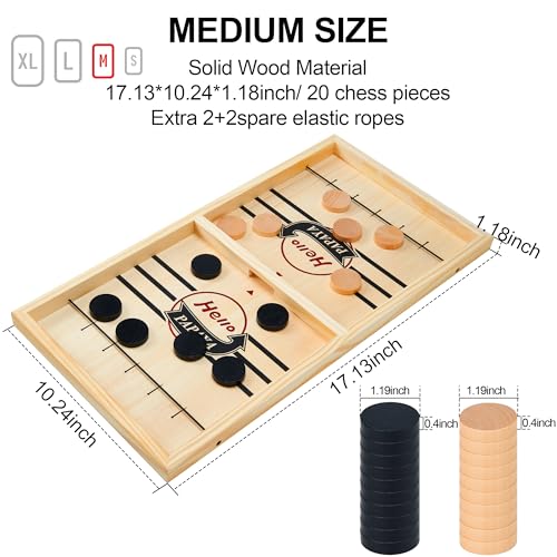 HELLO PAPAYA Fast Sling Puck Game - Test Your Speed and Accuracy with This Fast-Paced Wooden Air Hockey Desktop Battle Board Game - Guaranteed Fun Gifts for Family Night or Friends Party - size: Large