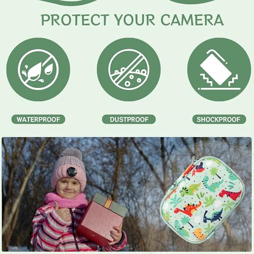 Leayjeen Kids Camera Case for Goopow/Mgaolo Kids Camera-Green dinosaur | Fits CIMELR/Seckton/OZMI Kids Toy Cameras and Children Digital Camera,Shockproof Water-Resistant Hard EVA Shell(Case Only) - color: Green Dinosaur