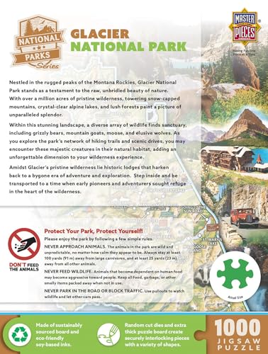 MasterPieces National Parks Maps 1000 Piece Jigsaw Puzzle for Adults, Family, Or Youth - Glacier National Park - style: Glacier
