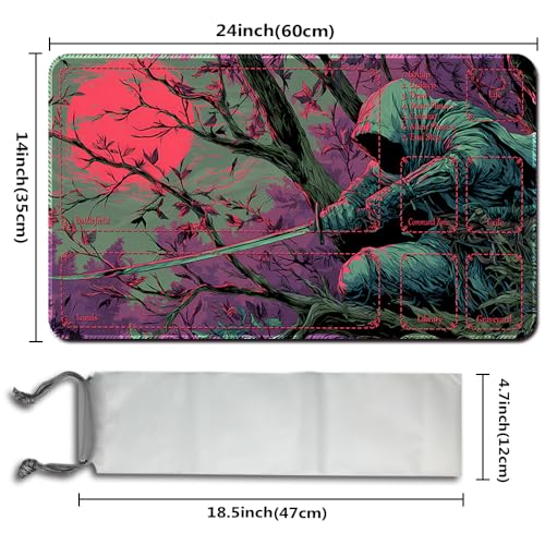 MTG Playmats(Stitched) 14x24in Compatible for OCG CCG RPG TCG Playmats with Card Zones Storage Bag (Assassins-with Zone) - color: Assassins-with Zone