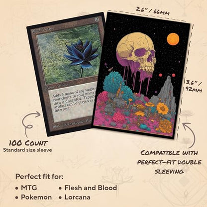 Psychedelic Skull 1 - MTG Card Sleeves, 104ct, Standard Size | Perfect for Double Sleeving, Smudge Resistant Matte Back, Standard 66x92mm - Compatible with Magic The Gathering & TCG Cards - color: Psychedelic Skull 1