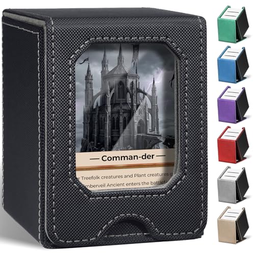 Fabmaker Card Deck Box Compatible with MTG, Display Card Storage Box Holds 100 Double-Sleeved Cards, Trading Card Deck Case Compatible with Magic the Gathering with PU Leather & Magnetic Closure - color: Grey