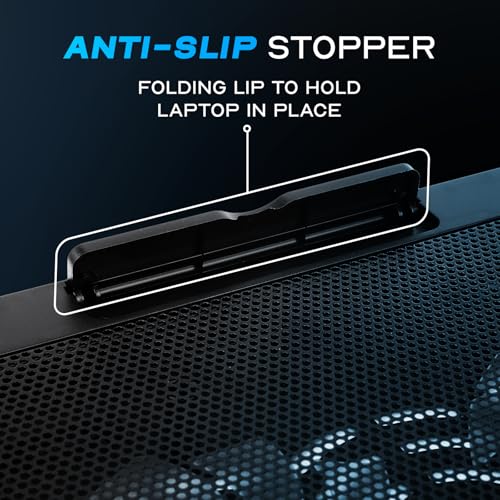 iJoy Laptop Cooling Pad for up to 17" Laptops | Quiet, Portable, Metal Mesh Surface, Dual 1400 RPM Fans| Adjustable Height Laptop Stand & Dual USB Ports- Gaming Laptop Cooling Pad for Desk or Lap