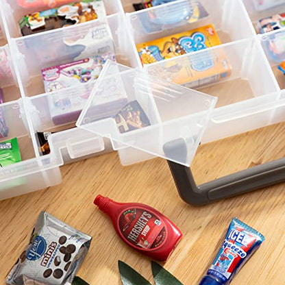 MYMOON HOME Plastic Toy Storage Case Compatible with Mini Brands Collector Toys, Shopkins, Real Littles, and LOL Surprise Series 1, 2, 3, 4, Collectible Compartments for Miniatures, Travel Friendly