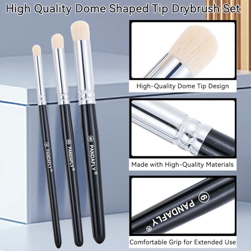 PANDAFLY Drybrush Set, 3 Sizes Hobby Detail Paint Brush Set | Acrylic Paint Brushes for Tabletop, Citadel, Scale Model, Watercolor Oil Painting - size: 3 Sizes
