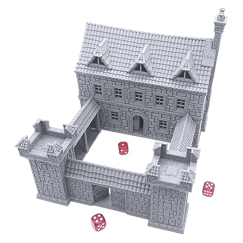 Ironhelm Barracks - DND Terrain Compatible with Dungeons and Dragons, 28mm Miniature Wargaming, Tabletop RPGs, Wargame Scenery