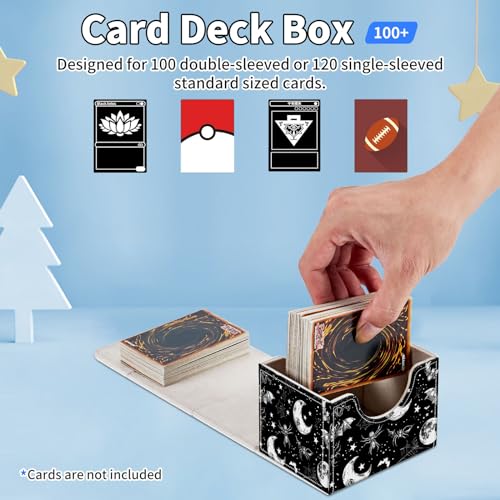 for MTG Commander Deck Box,Card Deck Box for Trading Yugioh MTG,Fits 100 Double Sleeved Cards,PU Leather Strong Magnet Case for Magic Commander TCG CCG,Black Moon Bat - color: Black Moon Bat