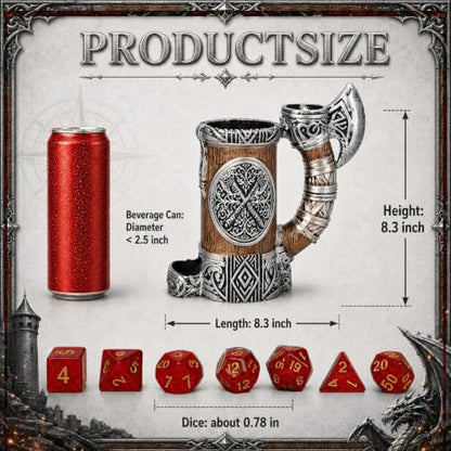 Dice Tower Mug, Dice Rolling Tower, Comes with 7 PCS Dice Set, Suitable for DND Dungeons and Dragons, Tabletop Games, Available As Drink Holder, D&D Gifts, DND Accessories (Gray-Gold) - color: Gray-gold