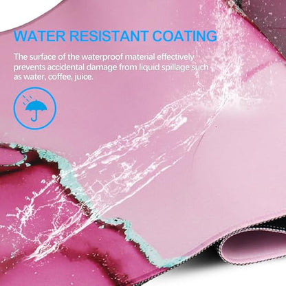 Large Mouse Pad, Gaming Pad with Non-Slip Rubber Base, Waterproof Mousepad with Stitched Edges, XXL Computer Long Keyboard Mouse Mat for Gamer, Office & Home, 31.5" x 15.7", Marble Pink - color: Marble Pink, size: 31.5L x 15.7W inches