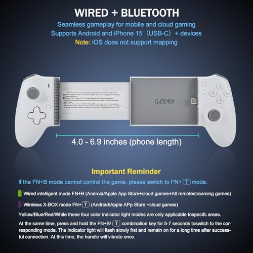 G-STORY Mobile Gaming Controller USB-C Bluetooth for Android Dual Hall Joysticks Ergonomic