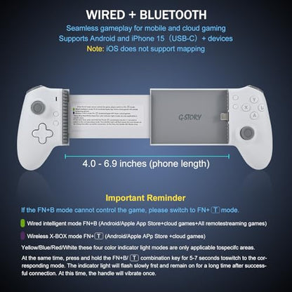 G-STORY Mobile Gaming Controller USB-C Bluetooth for Android Dual Hall Joysticks Ergonomic