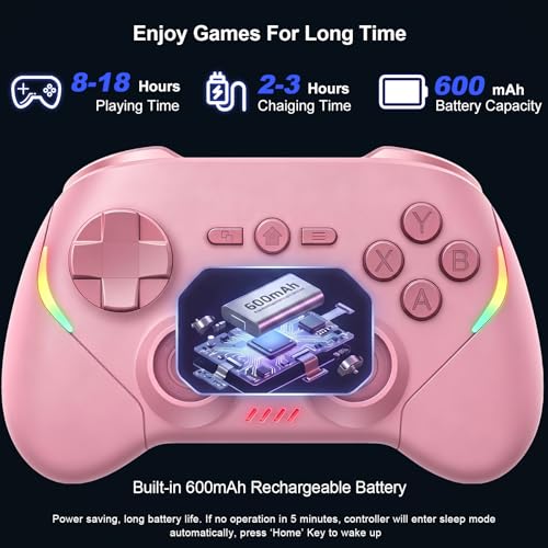 Megadream Phone Controller for PC/Switch 2|Swith/Android/iPad/Tablet/iPhone Controller - RGB light - Hall Effect Trigger/Joystick - Call of Duty, Roblox, Genshin Impact, Direct Play, Pink - color: Pink