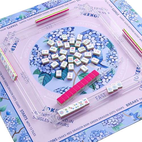 Mahjong Learning Mat (33” x 33”) with Black Carrying Bag, Anti-Slip, Mahjong Mat for Table, Board Games, Tile Games and Cards - color: Light Pink