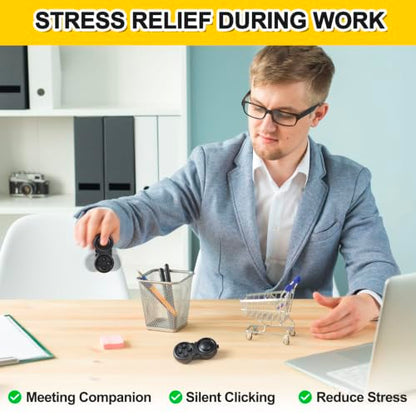 Skylety 2 Pcs Fidget Toys for Adult Controller Fidget Pad Stress Relief Cube Clicker Game Controller Sensory Educational Toy for ADHD Autism Relief Stress Anxiety (All Black Style) - style: All Black Style