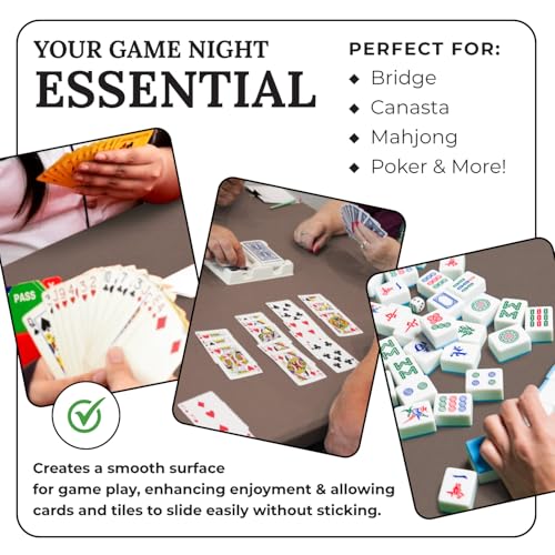 Personalized 54" Round Table Cover – Bridge Table Covers with Soft Ultra-Suede Fabric - Washable Table Cover Protects Cards & Tiles, Reduces Noise - Round Tablecloth for Game Night, Mahjong & Poker - color: Taupe Embroidered, size: 54"