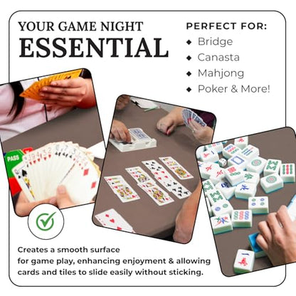 Personalized 54" Round Table Cover – Bridge Table Covers with Soft Ultra-Suede Fabric - Washable Table Cover Protects Cards & Tiles, Reduces Noise - Round Tablecloth for Game Night, Mahjong & Poker - color: Taupe Embroidered, size: 54"