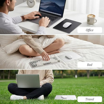 2pcs Hard Metal Mouse Pad for Desk Aluminum Mouse Pad with Stable Rubber Base Firm Mousepad Gaming Mousepad Leather Double Side Mouse Mat for Travel Home Office Laptop Computer