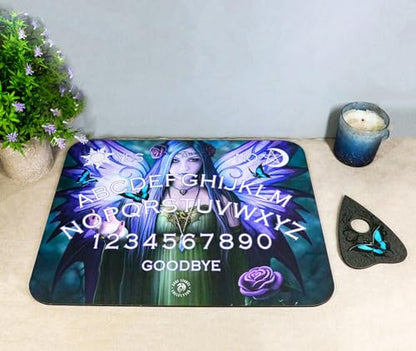 Ebros Anne Stokes Mystic Aura Illustrated Ouija Spirit Board With Planchette MDF Wood 15" by 12" Fantasy Supernatural Witchcraft Dark Arts Novelty Gift