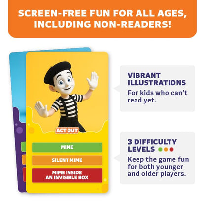 Clever Fox Play Epic Charades Mini Game for Kids Ages 6+, Travel Card Game | 80 act out and explain cards, illustrations, timer, family party game, classroom activity, car trips and travel play - size: Mini
