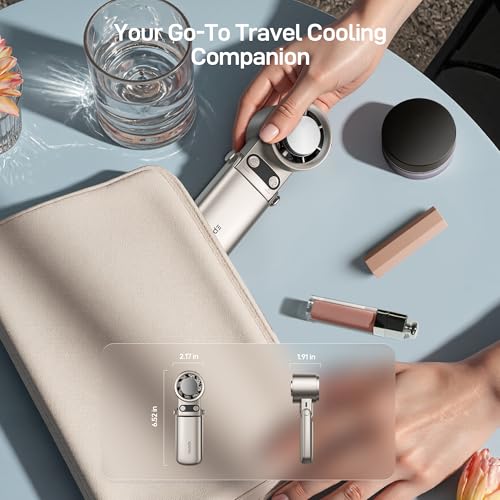 EPICKA Portable Handheld Fan with Ice Cooler - 25H Runtime, Rechargeable 6800mAh Personal Turbo Fan with Power Bank, Fast Charging, 0-100 Speed, Gifts for Women, Summer Travel Essentials, Gold - color: Gold