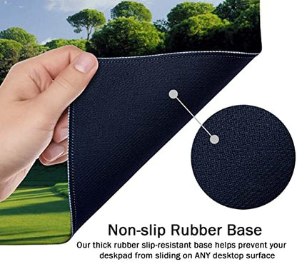 SSOIU Extended Mouse Pad, XXL Gaming Mouse Pads, Large Big Mousepad Laptop Computer Keyboard Mat Desk Pad with Non-Slip Base Stitched Edge for Gaming Office, 35.5 x 15.7 inch, Golf Course - color: Golf Course
