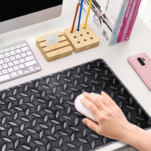 Black Grey Iron Texture XL Mouse Pad,Large Mouse Pad Gaming 31.5 x 11.8 in Mouse Mat Desk Pad,Extended Keyboard Mousepad Large Desk Mat with Non-Slip Rubber Base and Stitched Edge for Home Office - color: Black Grey Iron Texture