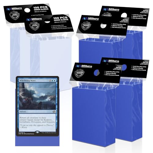 400 Pack Card Sleeves, 200 Matte Blue Trading Card Sleeve and 200 Perfect Fit Sleeves Ideal for Double-Sleeving, Compatible with MTG, TCG - color: Blue, size: 400 Pack