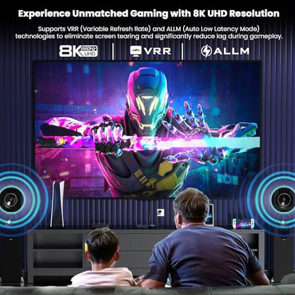 HDMI Switch 5 in 1 Out 8K@60Hz 4K@120Hz - HDMI 2.1 Switcher Splitter with Remote, Auto-Switching - Supports HDCP 2.3, HDR10, Dolby Vision, 3D, VRR - Compatible with PS5/Xbox/PC/Blu-ray Player - size: 8K HDMI Switcher 5 port