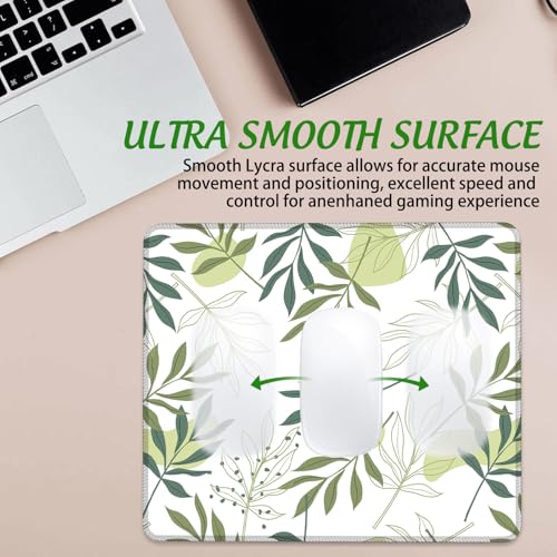 Artistic Leaves Mouse Pad Square Mouse Pads with Stitched Edge, Computer Mousepad with Non-Slip Rubber Base for Computer Laptop Office Desk Accessories 9.5x8 Inches - color: Artistic Leaves