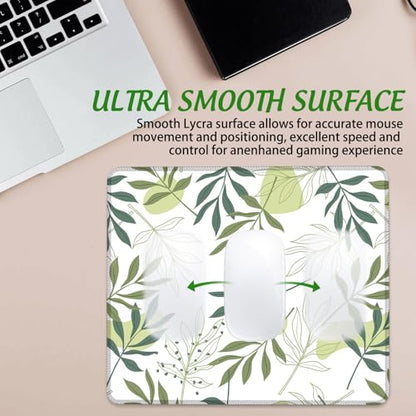 Artistic Leaves Mouse Pad Square Mouse Pads with Stitched Edge, Computer Mousepad with Non-Slip Rubber Base for Computer Laptop Office Desk Accessories 9.5x8 Inches - color: Artistic Leaves