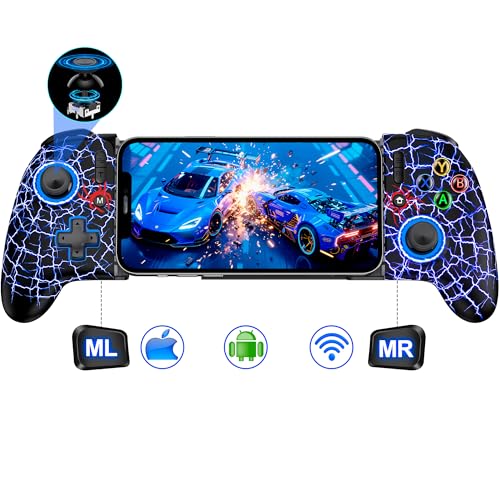 LIFUFUTEE Mobile Gaming Controller for iPhone/Android, Wireless Phone Controller with Hall Joysticks/Triggers, Mobile Controller Support Phone Case for Xbox Game Pass, Steam Link & More - color: Black