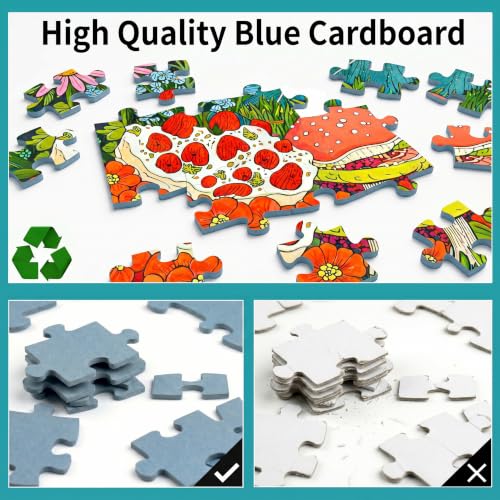 1000 Piece Puzzle for Adults, Colorful Botanical Fantasy Garden with Birds & Houses, Premium Matte Finish, Thick Blue Cardboard, Fun and Challenging Jigsaw Puzzles for Nature Lovers - color: Garden of Whimsy