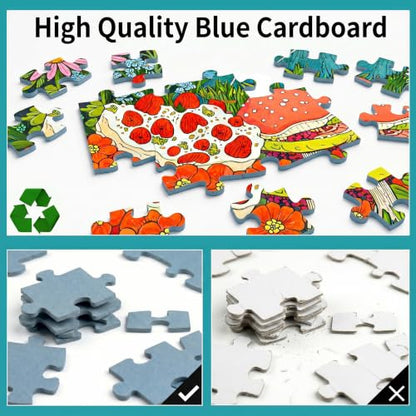 1000 Piece Puzzle for Adults, Colorful Botanical Fantasy Garden with Birds & Houses, Premium Matte Finish, Thick Blue Cardboard, Fun and Challenging Jigsaw Puzzles for Nature Lovers - color: Garden of Whimsy