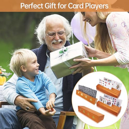 hismocal Playing Card Holders Deck Stand, Play Cards Holder for Kids or Elder People, Hands-Free Wood Holder Racks,Tray for Organizing Cards (4 Pack) - size: 4 Pack