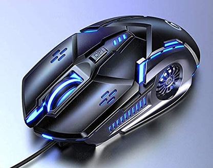 Gaming Mouse Wired,6 Buttons, 4 Adjustable DPI Up to 3200 DPI, 7 Circular & Breathing LED Light, Multifunction Wired Mouse Used for Games and Office (Black) - color: Black