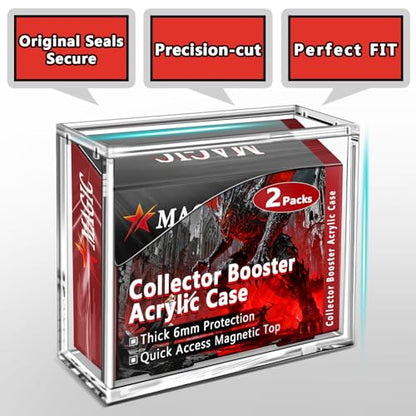 Kevenal MTG Collector Booster Box Case, Premium Magnetic Display for Sealed Magic Trading Card Boxes, 6mm Acrylic with Strong Seal, UV-Protection & Scratch-Resistant (2 PCS)
