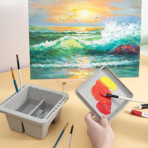 MyLifeUNIT Paint Brush Cleaner, Paint Brush Holder and Organizers for Acrylic, Watercolor, and Water-Based Paints (Grey) - color: Grey